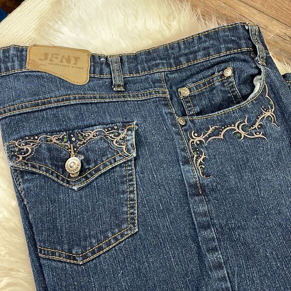 JEANS FOR NEW TIME Embroidered Embellished Jeans Ladies Size 10 Blue - Picture 1 of 11